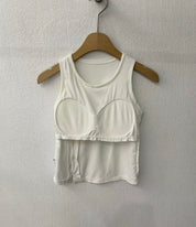 【✔️PAD｜鈕扣設計】Solid Button Padded Tank Top