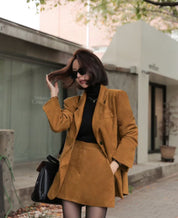 【麂皮西裝套裝｜可分開入手】Solid Suede Pocket Blazer Set