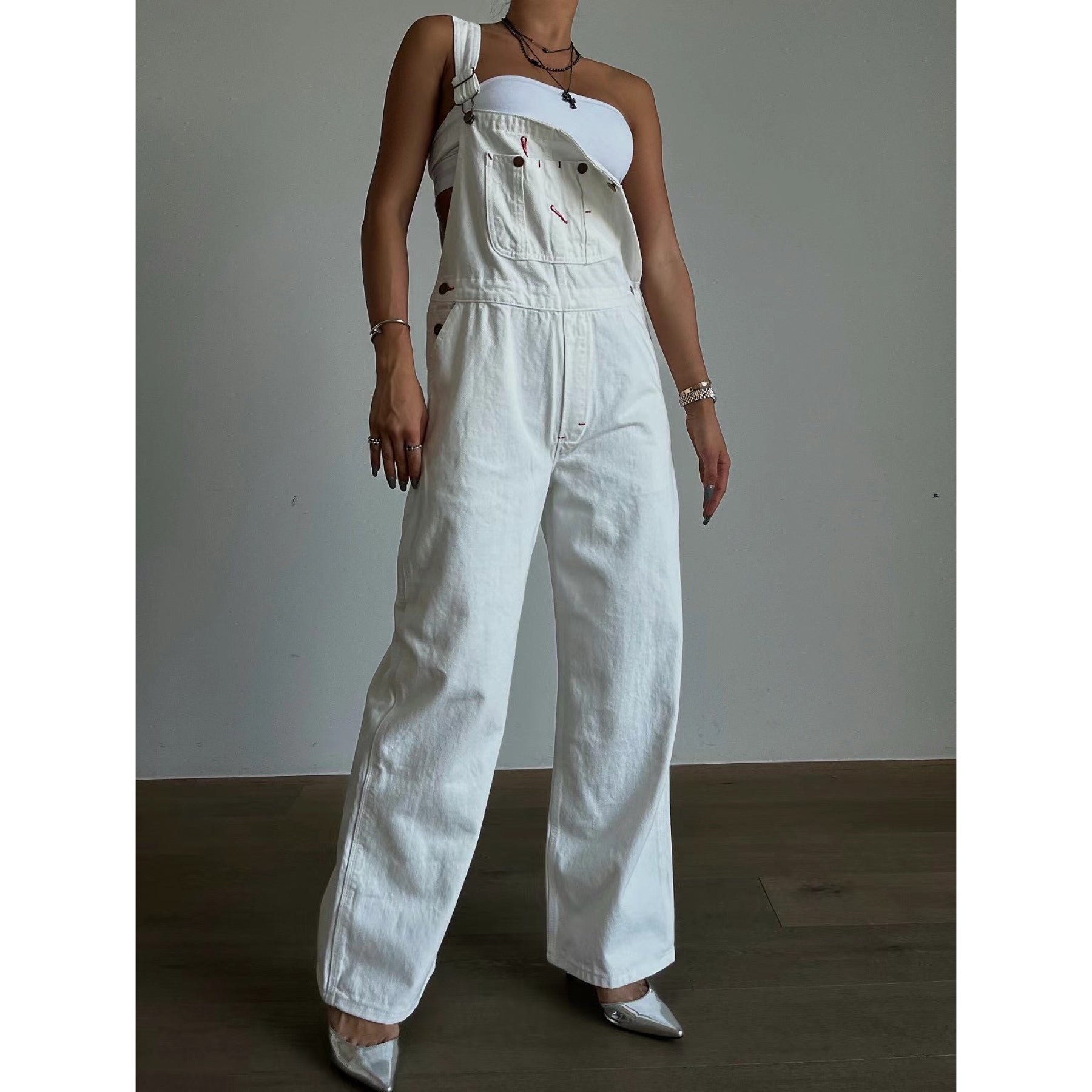 Solid Denim Overall Jumpsuit