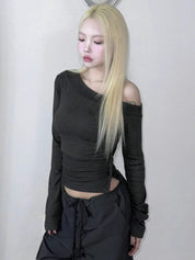 【小性感單肩Top】Vienna Solid Single Shoulder Top