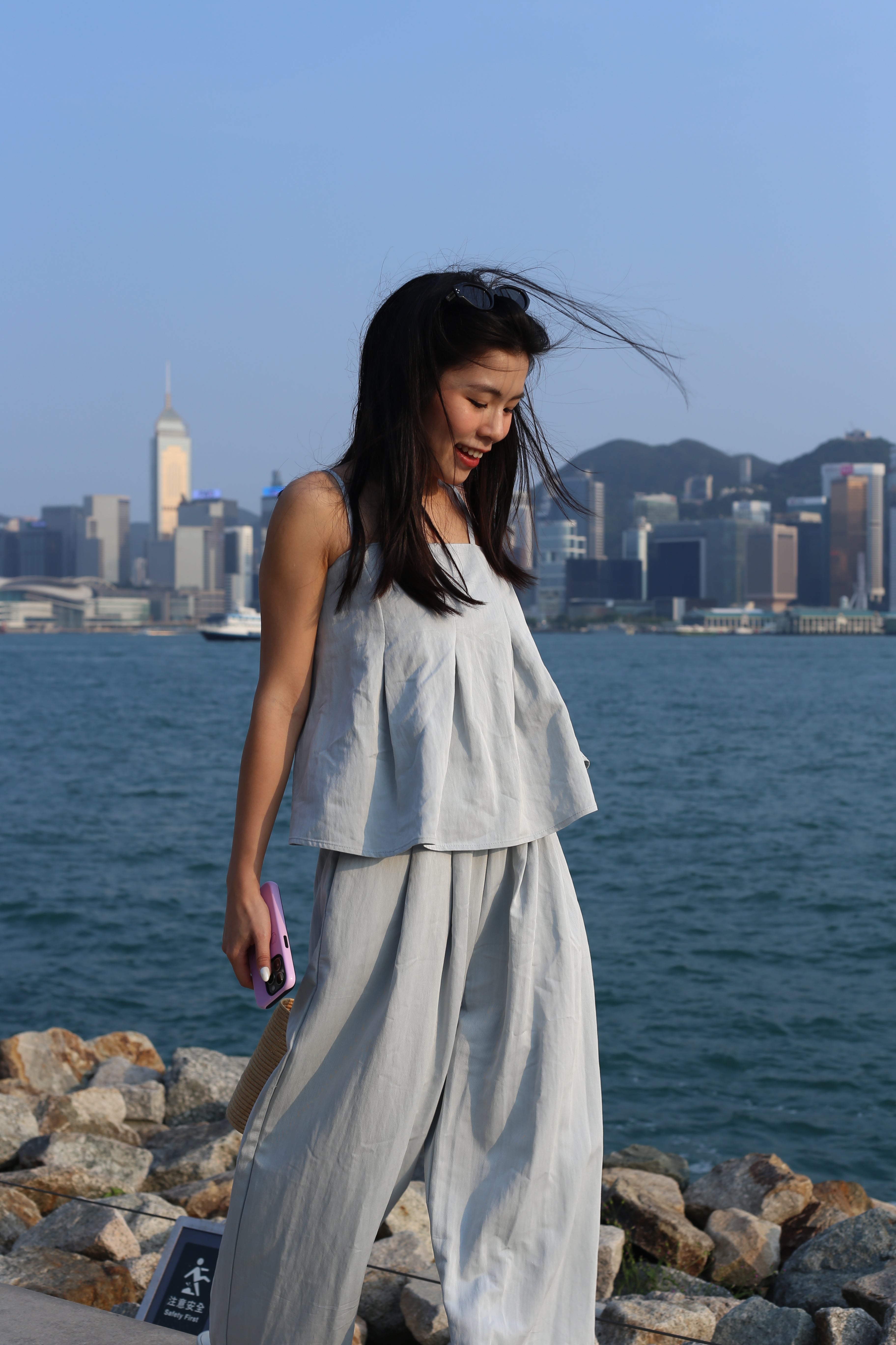 【超舒適慵懶渡假套裝】Solid Cami Top With Wide Leg Pants Set