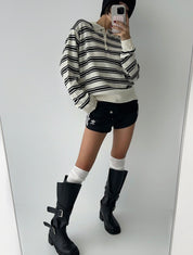 【🇰🇷韓國連線】Loose Fit Striped Collar T Shirt