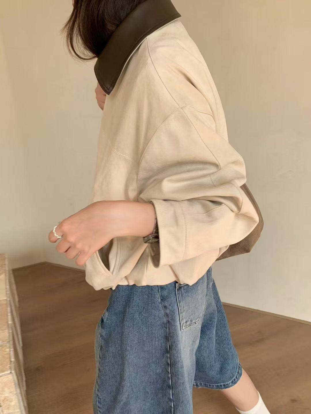 【🇰🇷韓國連線｜限時優惠價！】Leather Collar Suede Jacket