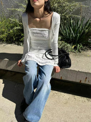 【歐美風平口繡花短裙】Solid Lace Tube Top Dress