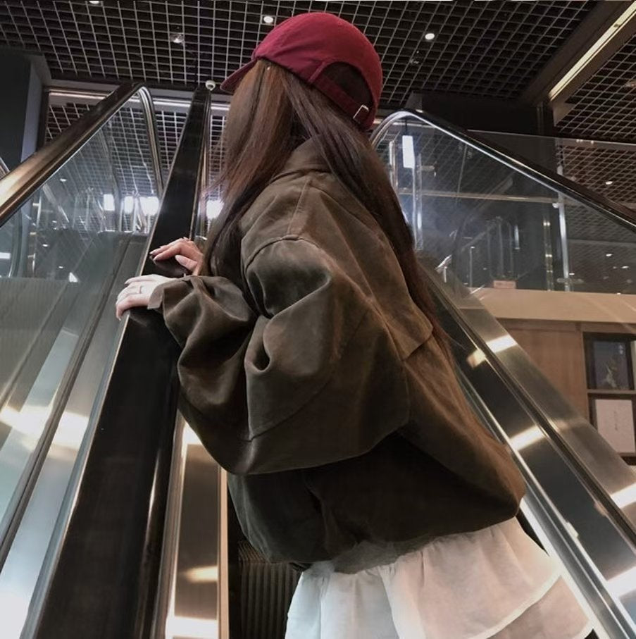 【美拉徳麂皮外套】Millard Solid Crop Jacket