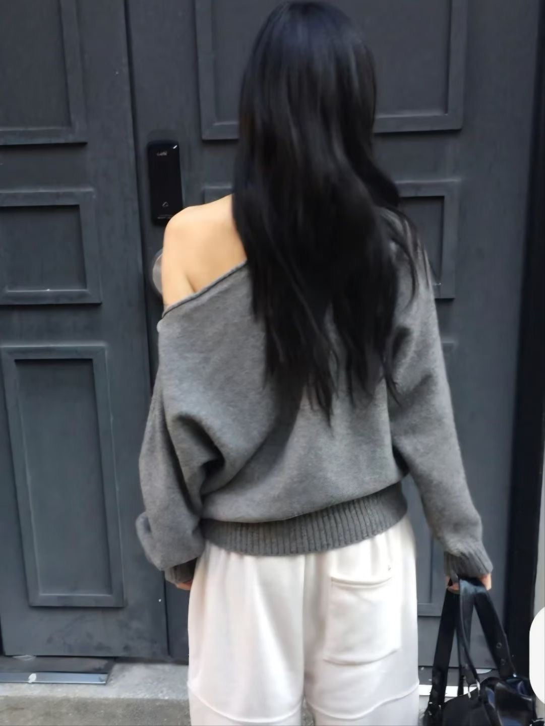 【歐美感針織Top】Ribbed Off Shoulder Cardigan