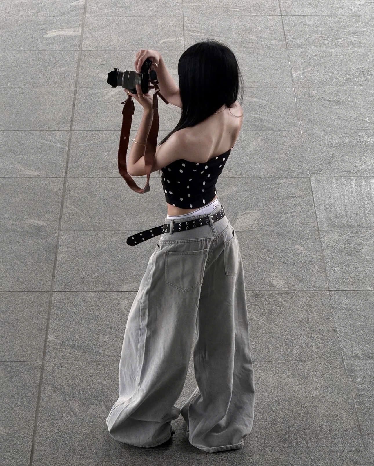 Bichan Strapless Polka dot Top
