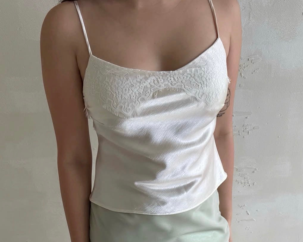 Parisian Lace-Trim Satin Cami