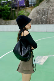 Solid Ruched Strap Shoulder Bag