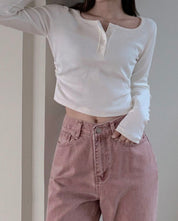 【🇰🇷韓國連線｜$99系列】歐美基礎款鈕扣上袖Top