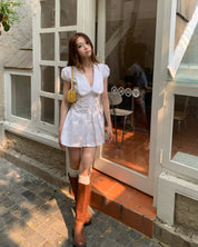 SYO deep cut white dress
