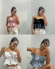 #T231 【超靚馬卡龍色🫧】Solid Ruffle Tube Top