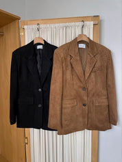 【麂皮西裝套裝｜可分開入手】Solid Suede Pocket Blazer Set