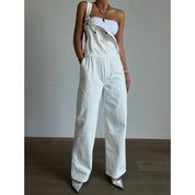 Solid Denim Overall Jumpsuit