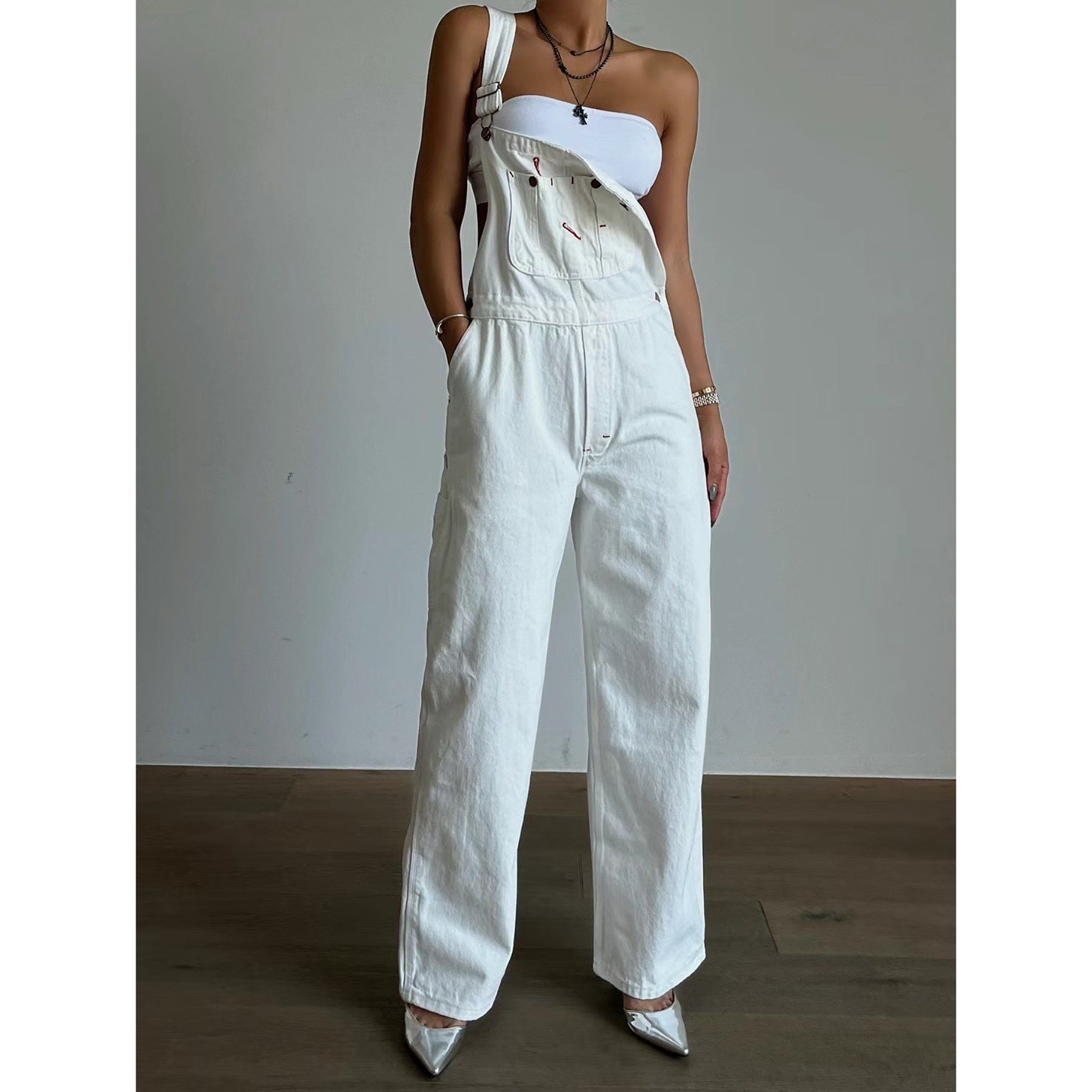 Solid Denim Overall Jumpsuit