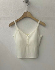 【✔️PAD｜鈕扣設計】V Neck Button Front Cami Padded Bra top