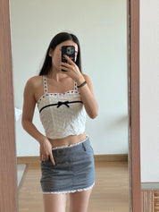 #T186 Lace Ribbon Cami Top