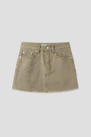 【型格破爛風短裙】Solid Ripped Rivet Mini Skirt