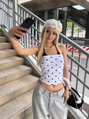 Bichan Strapless Polka dot Top