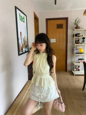 Lemon Soufflé Peplum Top