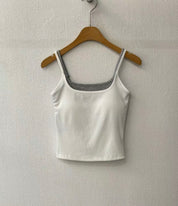 【✔️PAD｜拼接設計】Layered Double Strap Padded Cami Top