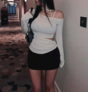【美式復古低腰裙褲】Basic Solid Low Waist Skort