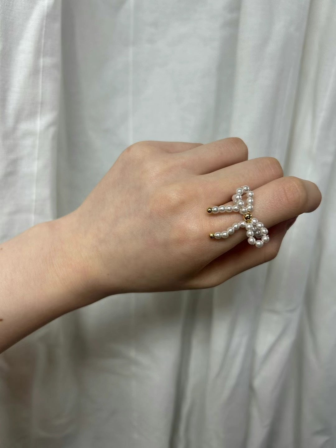 【絕美戒指！】Ribbon Pearl Ring