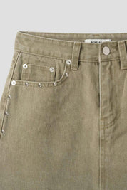 【型格破爛風短裙】Solid Ripped Rivet Mini Skirt