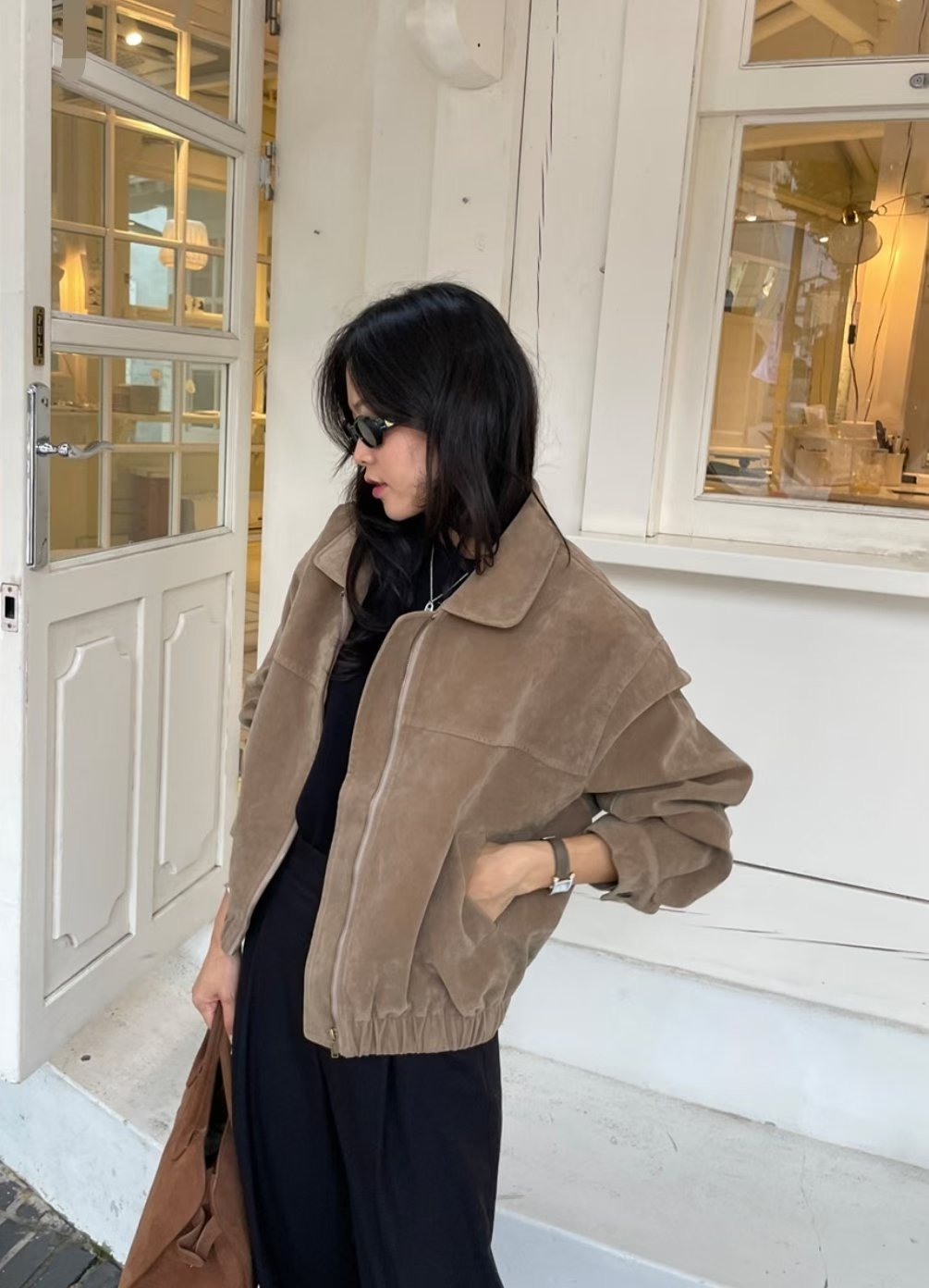 【美拉徳麂皮外套】Millard Solid Crop Jacket