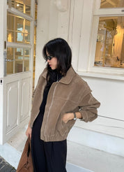 【美拉徳麂皮外套】Millard Solid Crop Jacket