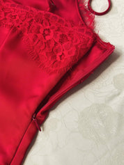 Red Silk Lace Dress