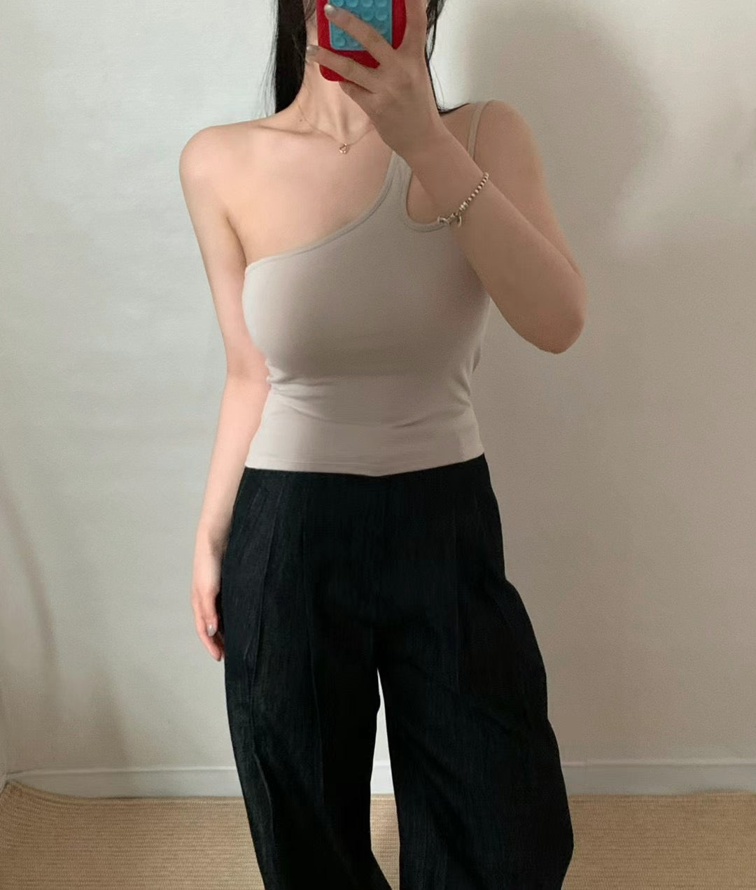 【✔️PAD｜單肩設計】Single Shoulder Padded Bra Top