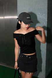 【型格破爛風短裙】Solid Ripped Rivet Mini Skirt