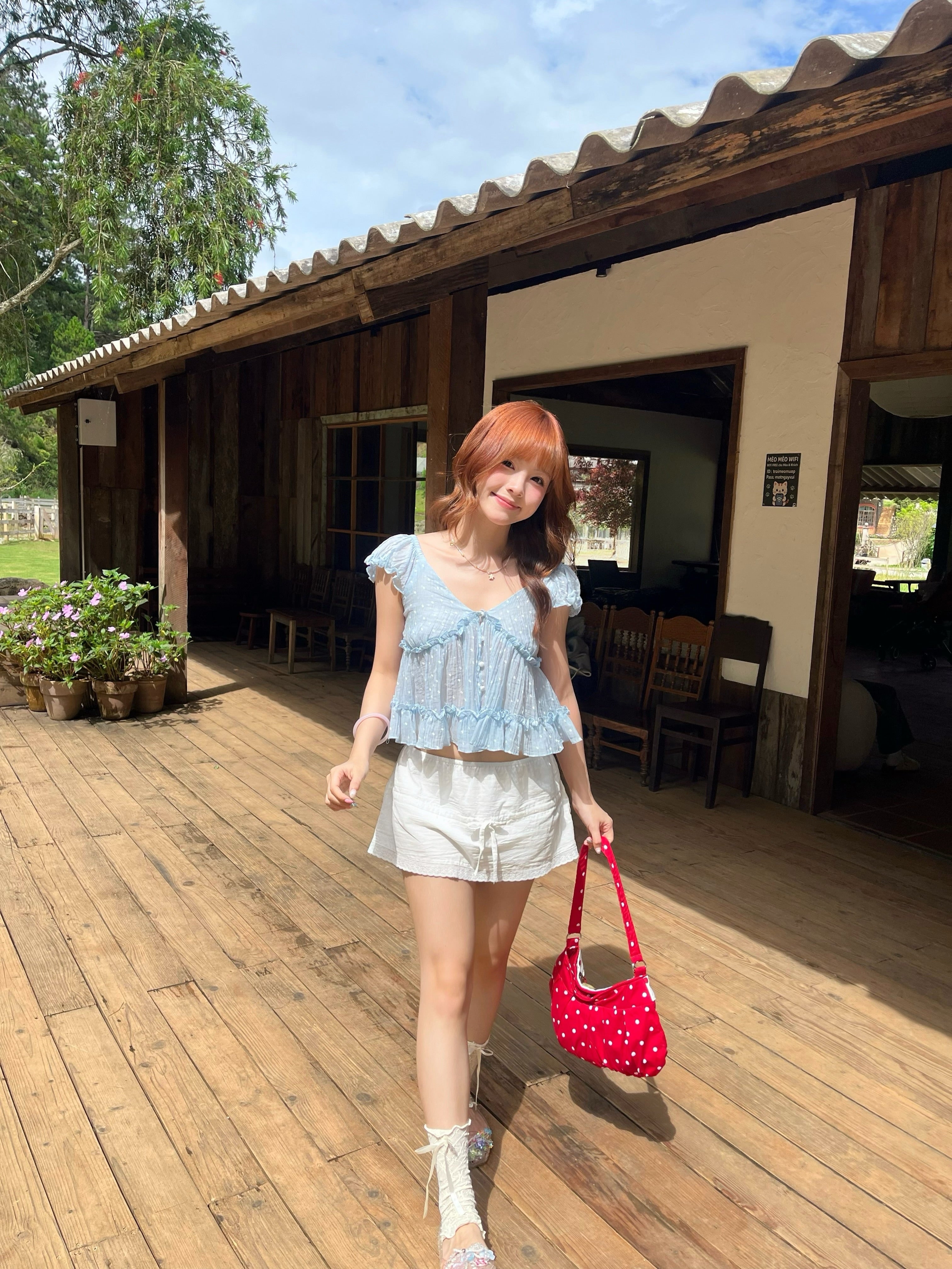 Cloudy Sheer Polka Dot Blouse