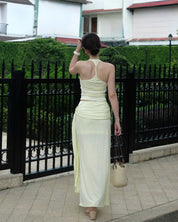 Buttercream Draped Halter & Skirt Set