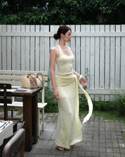 Buttercream Draped Halter & Skirt Set