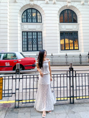【Ballet Core必備! Lace質感Max】Basic Solid Button Front  Lace Off Shoulder Top