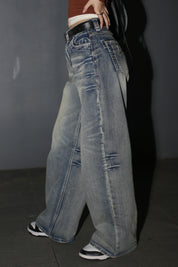 【復古洗水色闊腳牛仔褲💙】 Dannie Washed Vintage Wide Leg Jeans