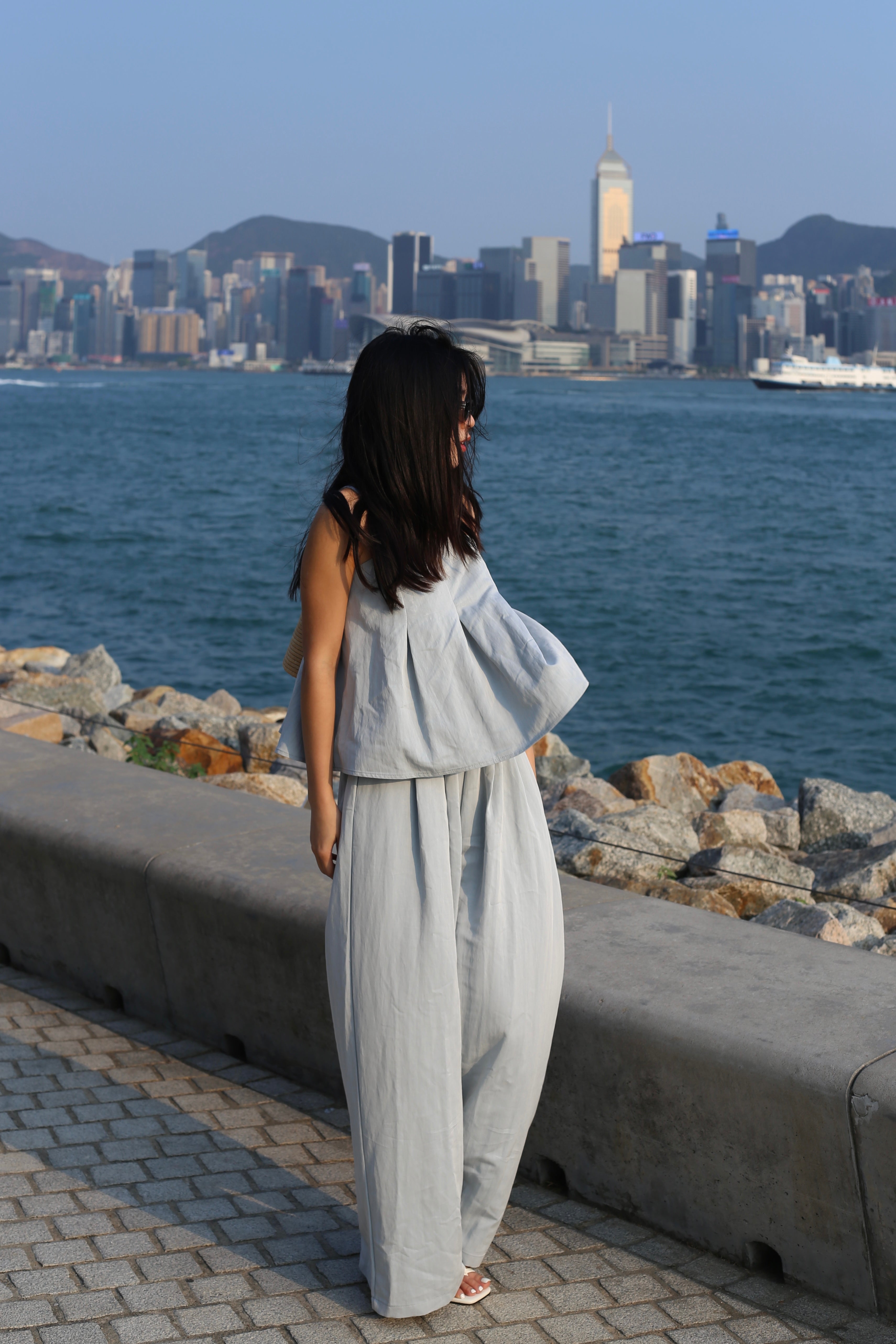 【超舒適慵懶渡假套裝】Solid Cami Top With Wide Leg Pants Set