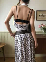 【復古美式女生必入】Button Front Checkered Halter Top