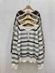【秋冬必備｜透膚感Max！】See Through Striped Cardigan