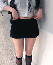 【美式復古低腰裙褲】Basic Solid Low Waist Skort