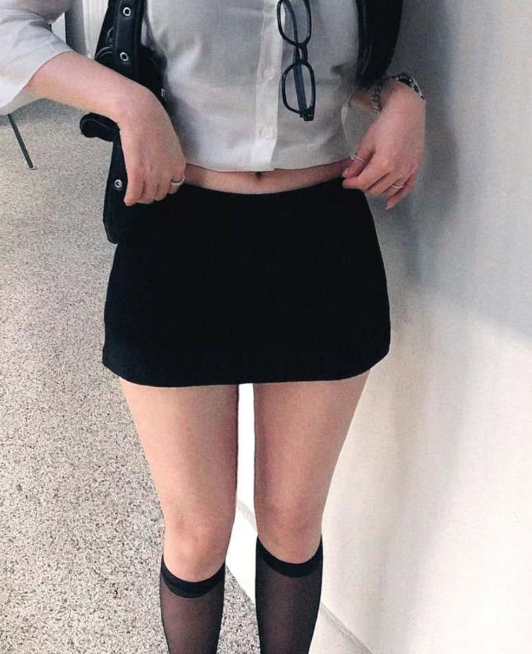 【美式復古低腰裙褲】Basic Solid Low Waist Skort