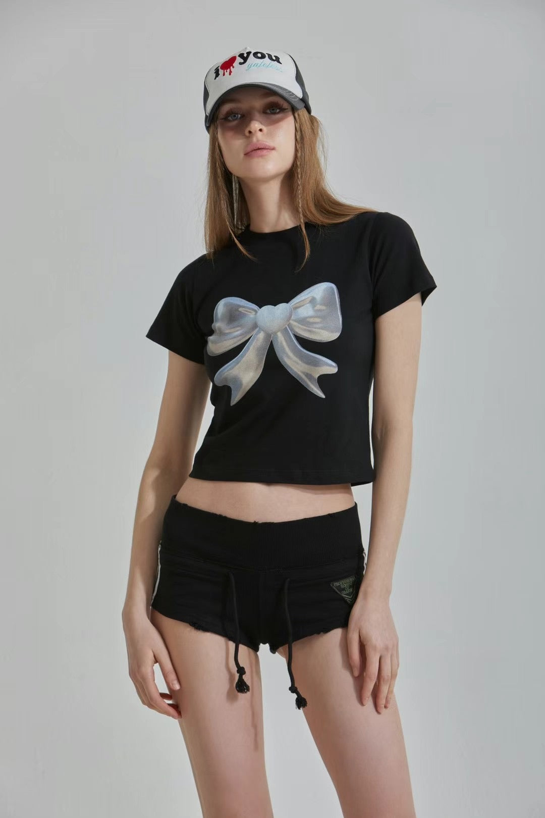 Silvery Ribbon Crop T-shirt