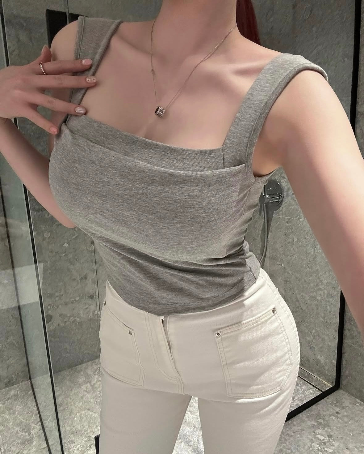【✔️PAD｜方領皺褶設計】Ruched Bust Squared Neck Padded Bra Top