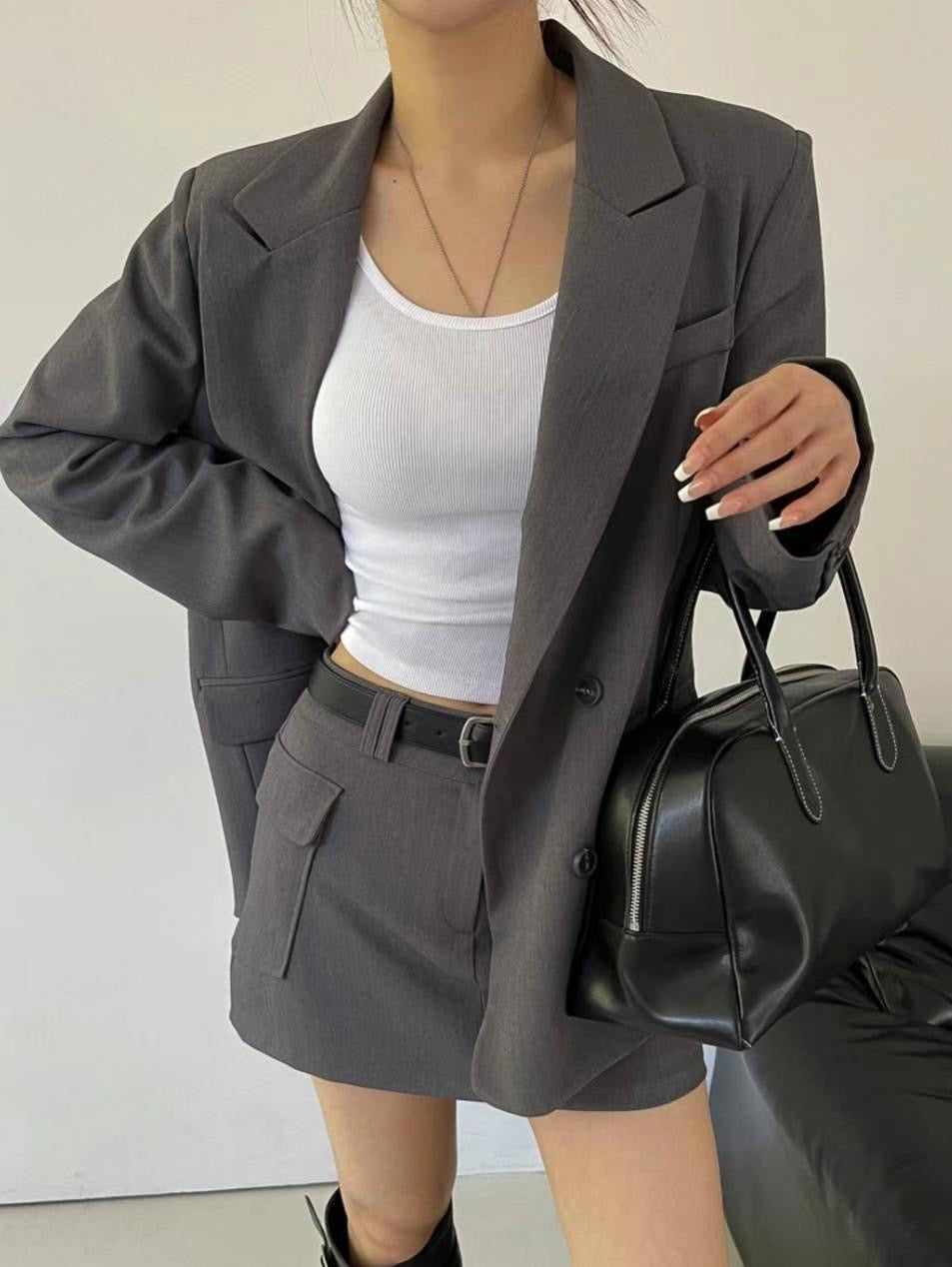 【可分開入手！】Oversized Pocket Solid Blazer Set