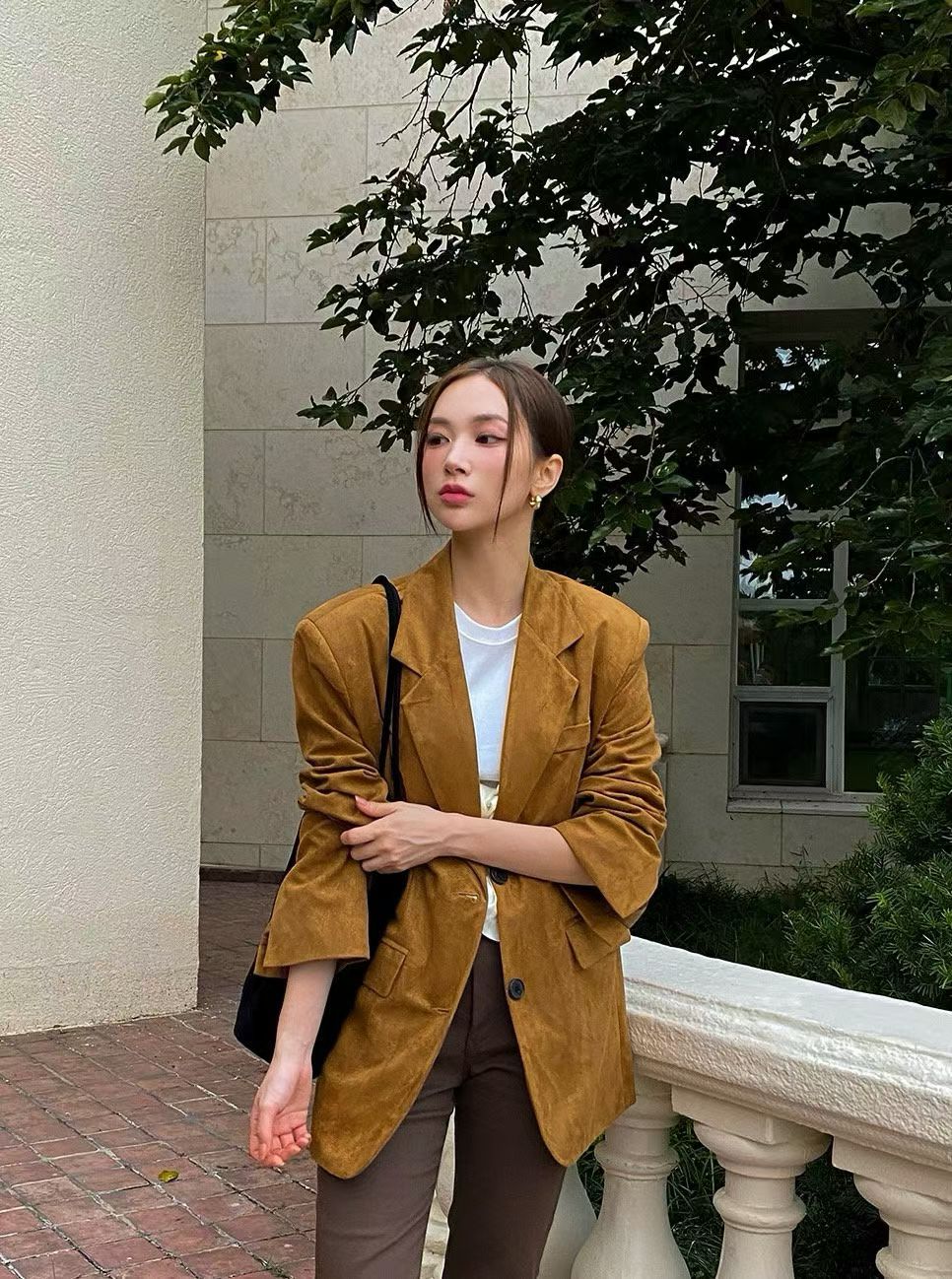 【麂皮西裝套裝｜可分開入手】Solid Suede Pocket Blazer Set
