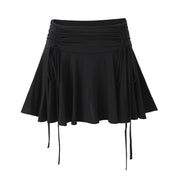 Double Ribbon Pleated Skirt