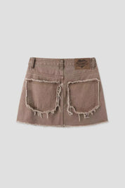 【型格破爛風短裙】Solid Ripped Rivet Mini Skirt