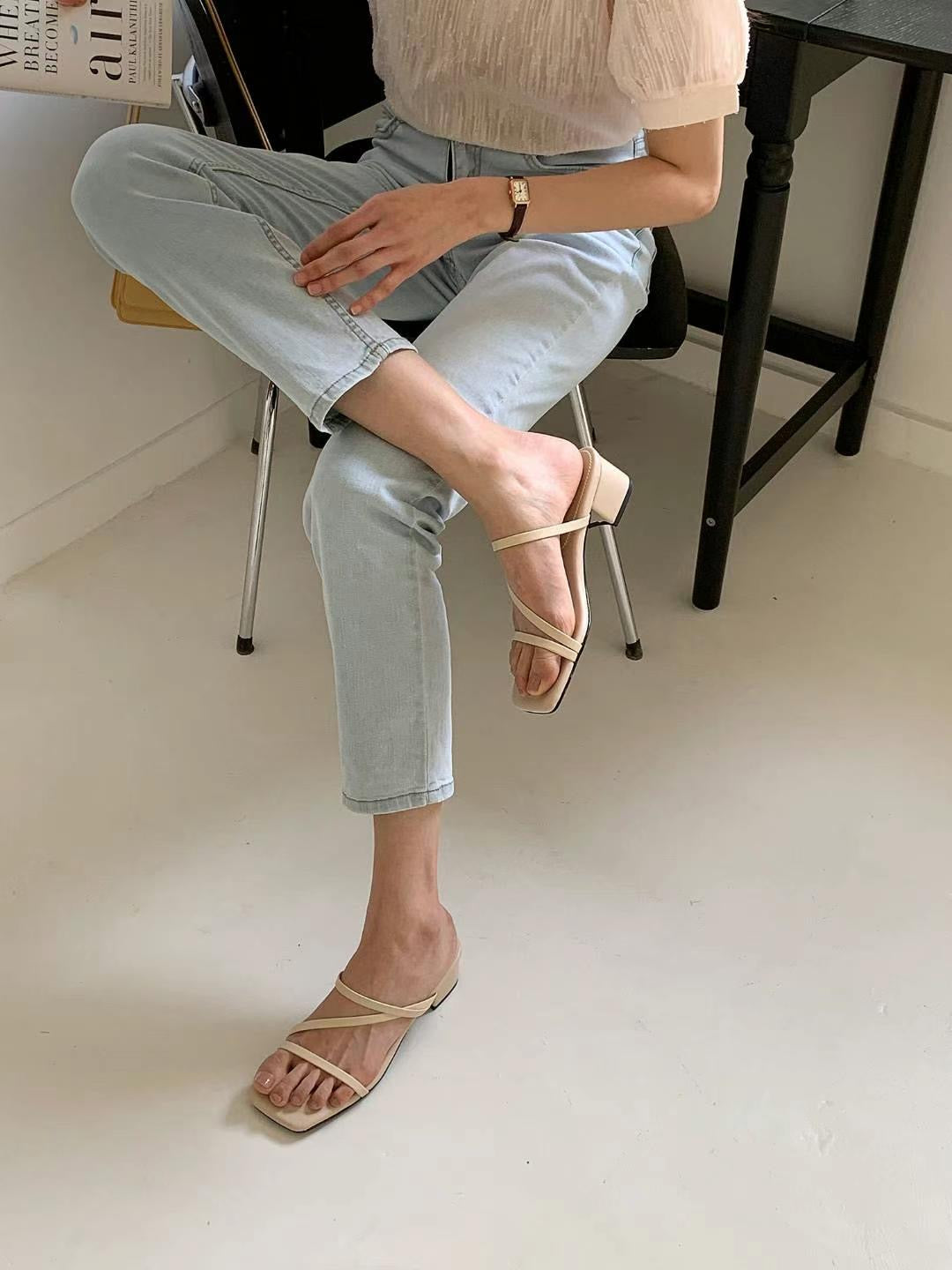 【韓國製造｜5cm粗踭】MIK Cross Strap High Heels